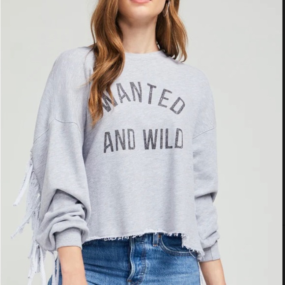 Wildfox wanted and Wild Ophelia Fringe Gray Sweatshirt L Cowgirl western - Picture 4 of 11